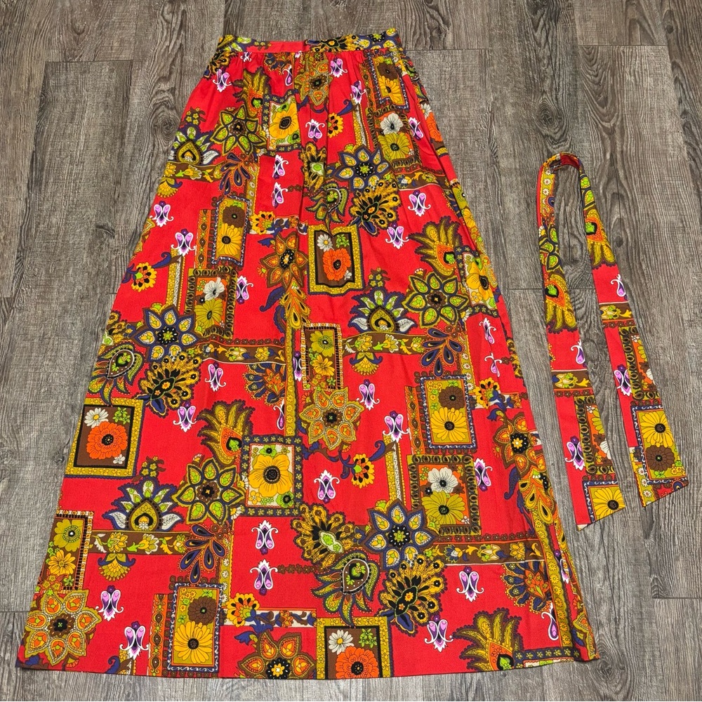 Vintage Handmade Psychedelic Floral Print Maxi Skirt